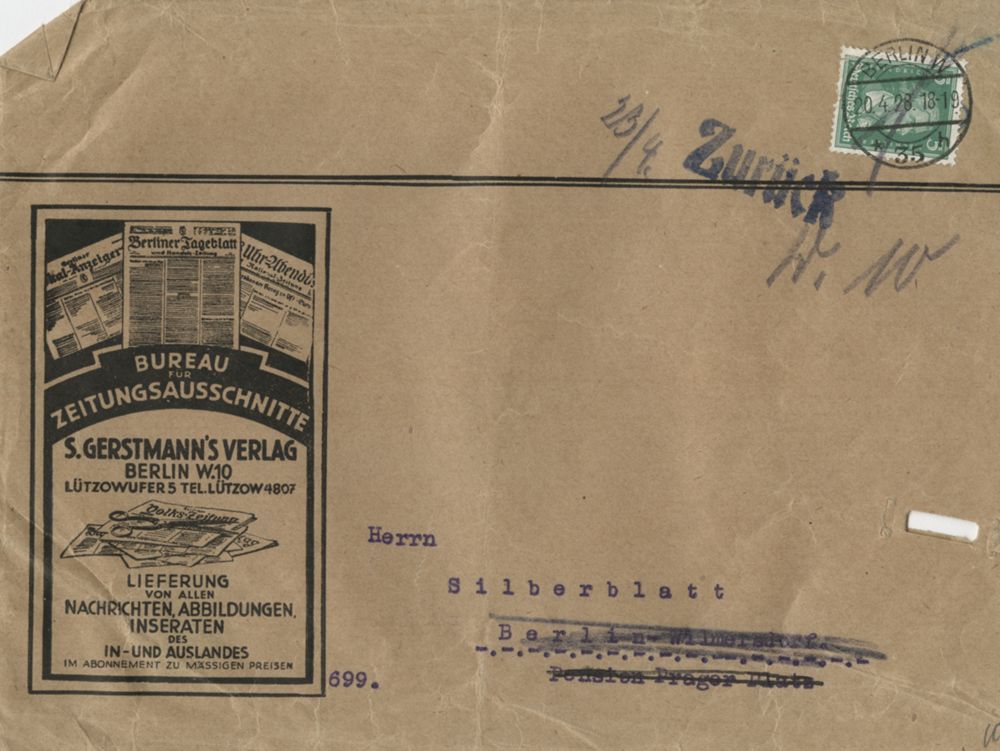 Collection of German newspaper clippings with reviews of GOSET guest performances in Berlin, 1928